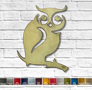 Owl on Branch - Metal Wall Art Home Decor - Handmade in the USA - Choose 7", 11" or 17" Tall, Choose your Patina Color - Free Ship