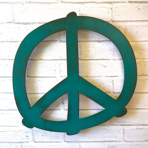 Peace Symbol - Metal Wall Art Home Decor - Handmade in the USA - Choose 24", 30",  or 36"  Choose your Patina Color - Free Ship