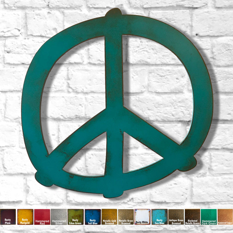 Peace Symbol - Metal Wall Art Home Decor - Handmade in the USA - Choose 24", 30",  or 36"  Choose your Patina Color - Free Ship