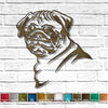 pug dog bust shaped metal wall art home decor cutout handmade by Functional Sculpture llc