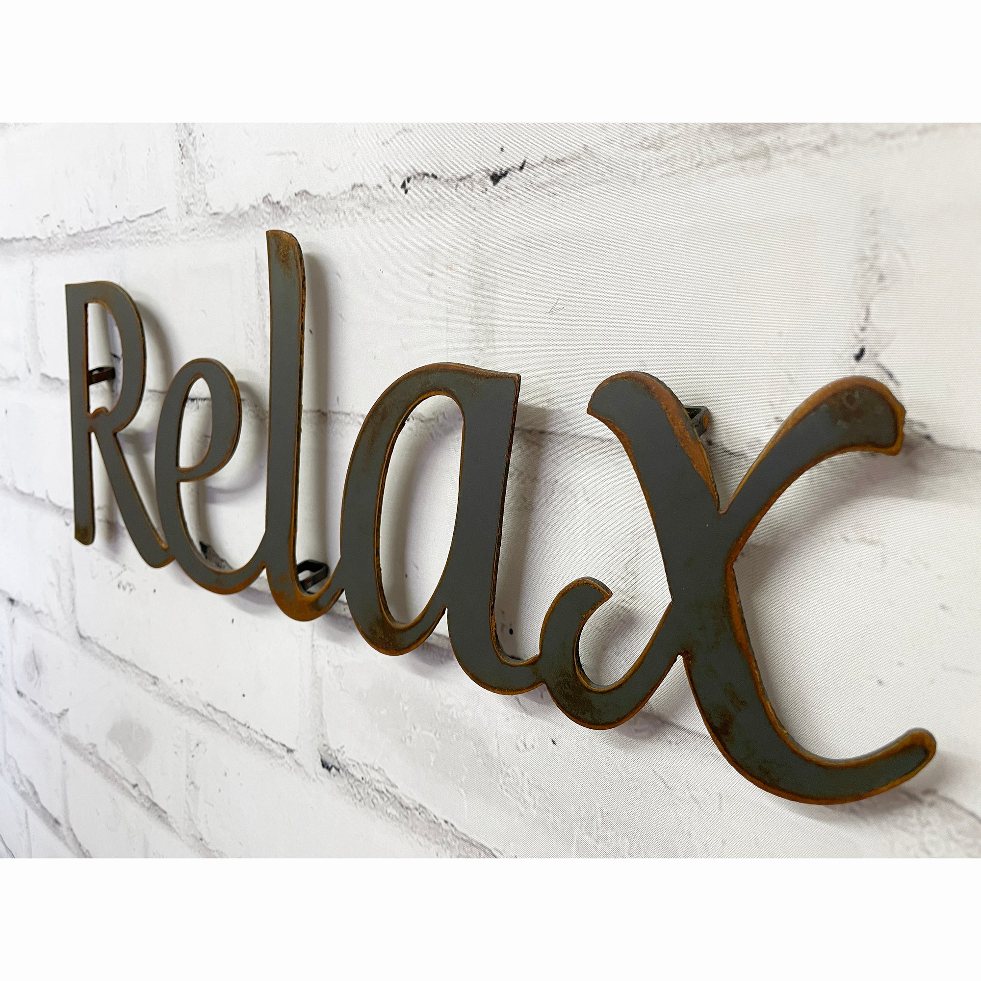 Relax Sign - Fertigo Font Metal Wall Art Home Decor - Handmade in the –  Functional Sculpture llc