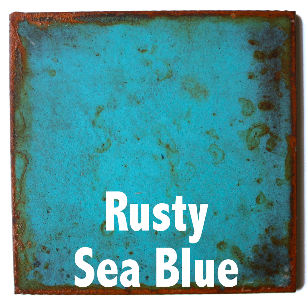 Rusty Sea Blue Sample piece - 3" x 3" Metal Art Color Swatch - Handmade in the USA - FREE SHIPPING