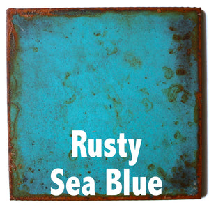 Rusty Sea Blue Sample piece - 3" x 3" Metal Art Color Swatch - Handmade in the USA - FREE SHIPPING