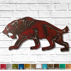 Sabertooth Tiger Dinosaur Metal Wall Art - Kids Decor - Handmade in the USA - Choose 17" or 23" Wide, Choose your Patina Color - Free Ship
