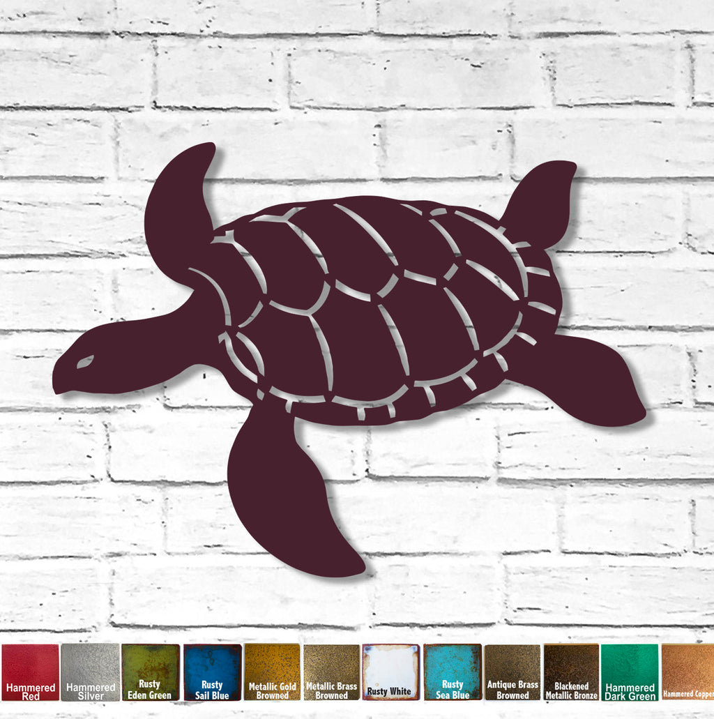 Sea Turtle - Metal Wall Art Home Decor - Handmade in the USA - Choose 12", 17" or 23" Wide Choose your Patina Color - Free Ship