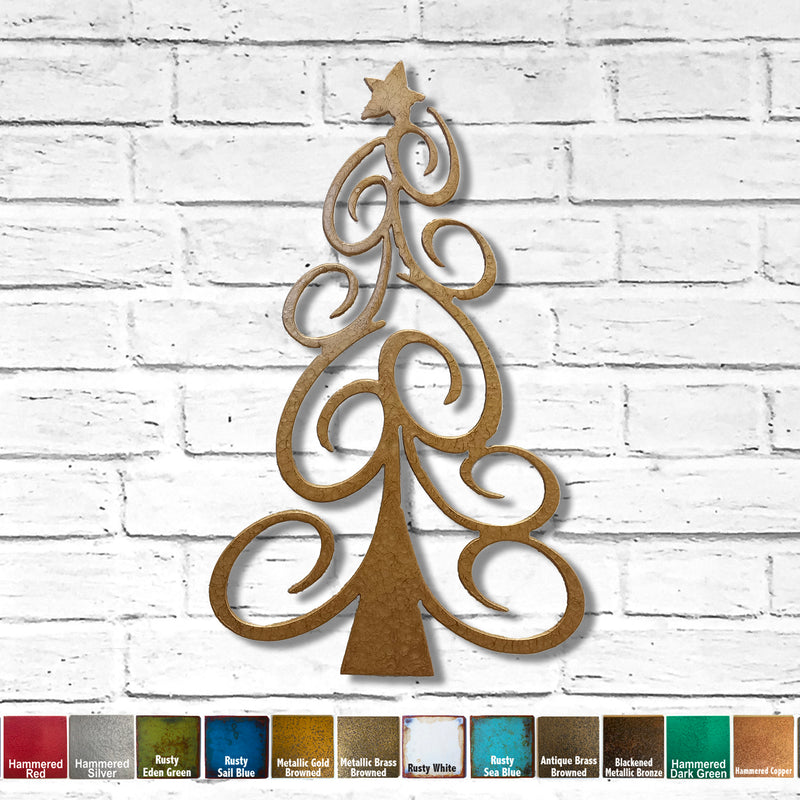 Christmas Tree - Swirly - Metal Wall Art Home Decor - Made in the USA - Choose 12