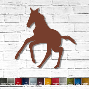 Standing Foal - Metal Wall Art Home Decor - Handmade in the USA - 17" x 14.3" - Choose your Patina Color - Free Ship