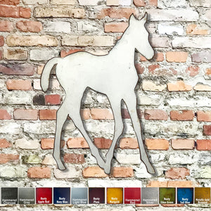 Walking Foal - Metal Wall Art Home Decor - Handmade in the USA - 17" x 12.2" - Choose your Patina Color - Free Ship