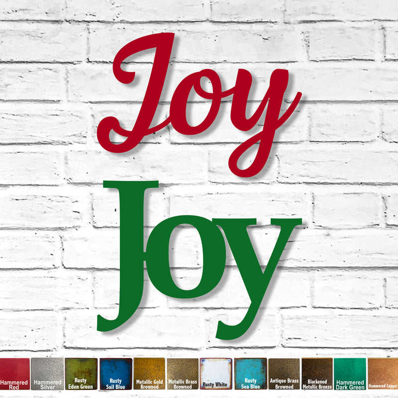 Joy sign - Christmas Metal Wall Art Home Decor - Handmade in the USA - Choose 11