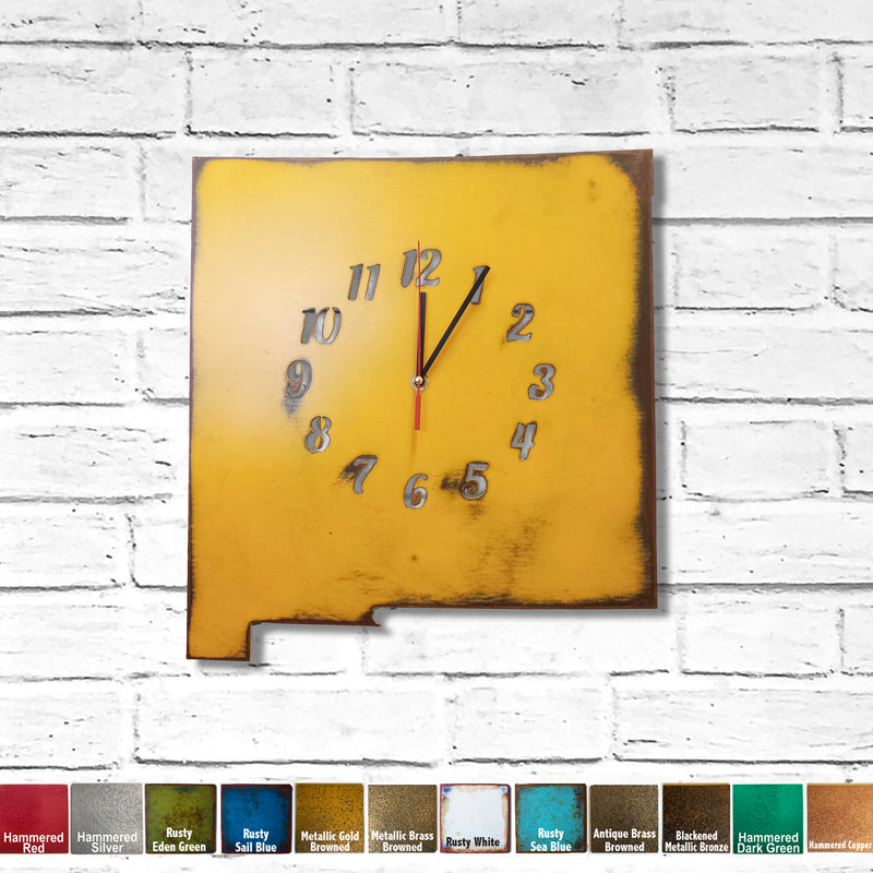 New Mexico Metal Wall Art Clock - Home Decor - Handmade in the USA - Choose 16