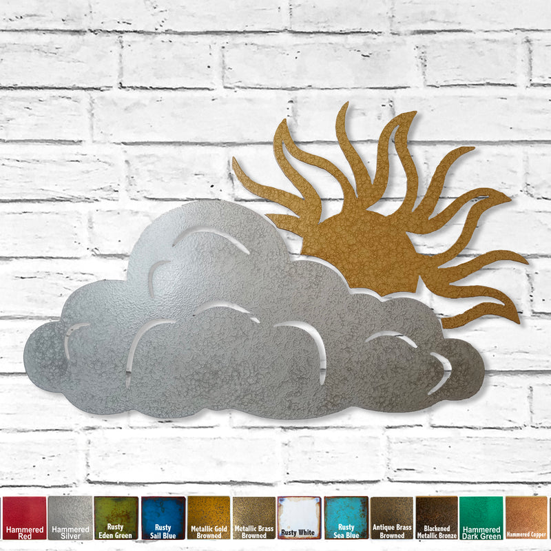 Sun and Cloud - Metal Wall Art Home Decor - Handmade in the USA - Choose 25