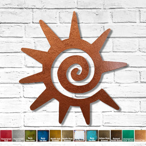 Sun Spiral - Metal Wall Art Home Decor - Handmade in the USA - Choose 12", 17" or 23", Choose your Patina Color - Free Ship