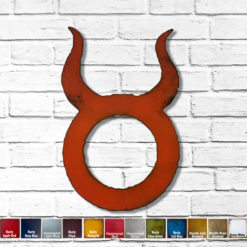 Taurus Zodiac Symbol - Metal Wall Art Home Decor - Made in the USA - Choose 11", 17" or 23" Tall - Choose your Patina Color - Free Ship