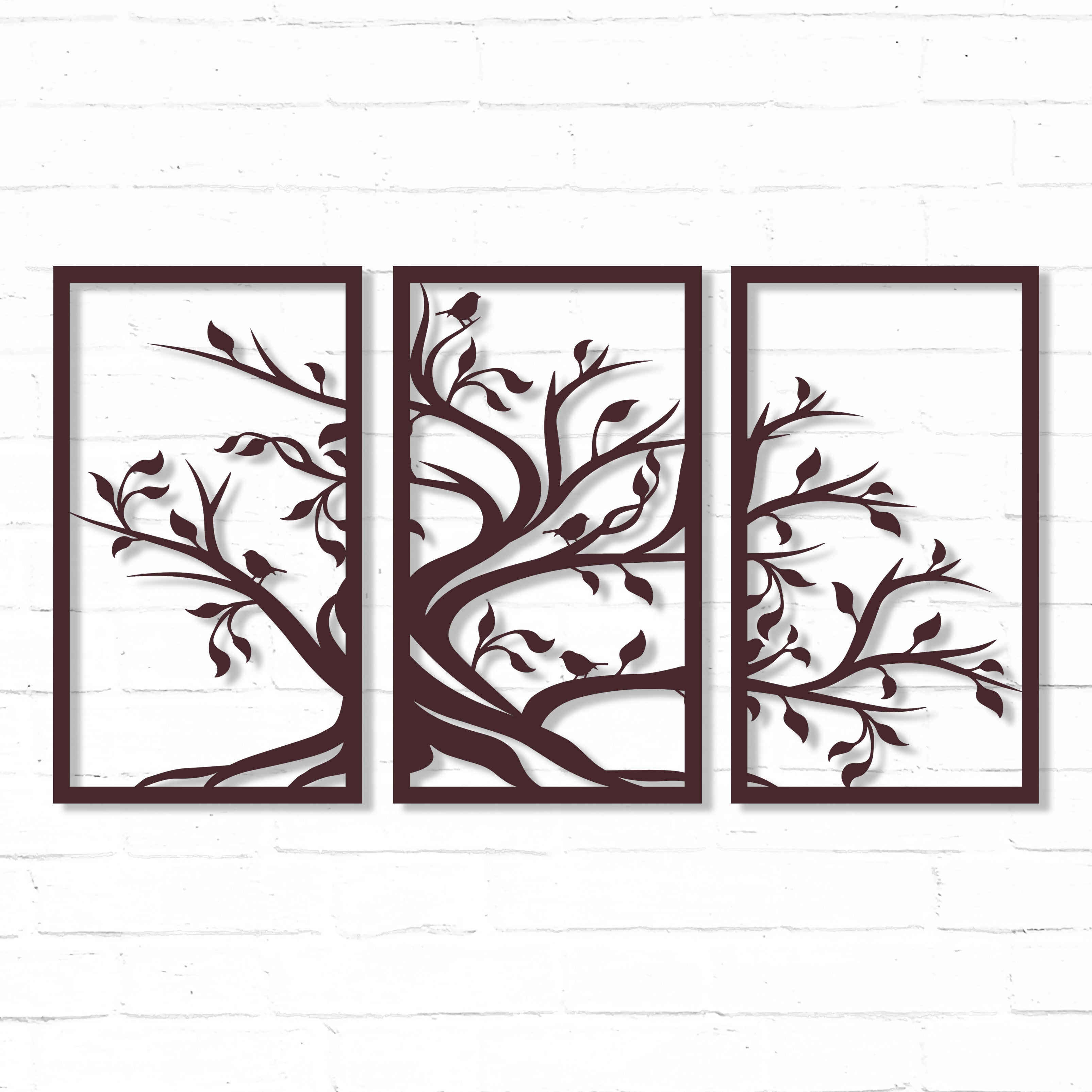 Three Panel Tree Art - Metal Wall Art Home Decor - Handmade in the ...