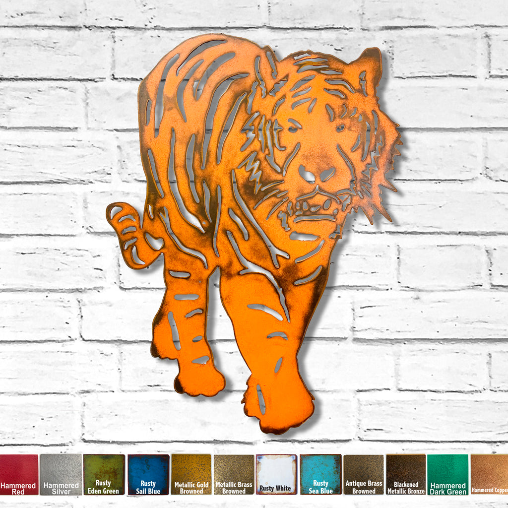 Tiger - Metal Wall Art Home Decor - Made in the USA - Choose 23", 30", 36", 40" or 47" Tall - Choose your Patina Color - Exotic Animal - Free Ship