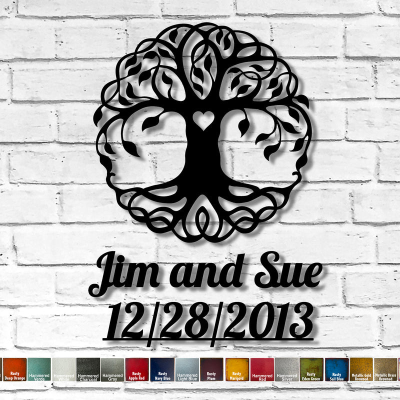 Custom Order - Tree of Life with Text Jim and Sue 12/28/2013 - Metal Wall Art Home Decor - Choose your Patina Color - FREE SHIPPING
