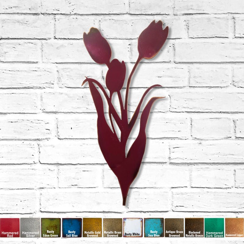 Tulips - Metal Wall Art Home Decor - Made in the USA - Choose 18", 24" or 30" Tall - Choose your Patina Color
