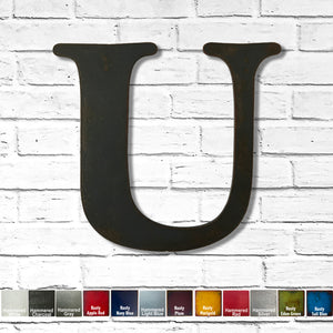Letter U - Metal Wall Art Home Decor - Made in the USA - Choose 10", 12" or 16" Tall - Choose your Patina Color! Choose any letter - Free Ship