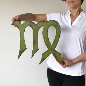 Virgo Zodiac Symbol - Metal Wall Art Home Decor - Made in the USA - Choose 11", 17" or 23" Wide - Choose your Patina Color - Free Ship
