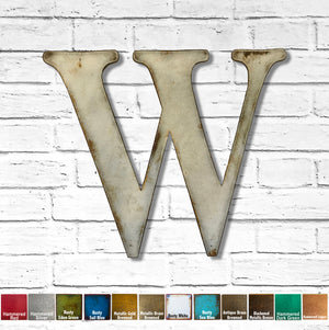 Letter W - Metal Wall Art Home Decor - Made in the USA - Choose 10", 12" or 16" Tall - Choose your Patina Color! Choose any letter - Free Ship