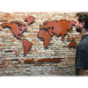 AUSTRALIA SHIPPING - World Map "with" Antarctica - Metal Wall Art Home Decor - 60" x 100" - Choose your Patina Color!