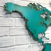 World Map "NO" Antarctica - Metal Wall Art Home Decor - Handmade in the USA - Choose 50", 60" or 72" Wide - Choose your Patina Color - Free Ship