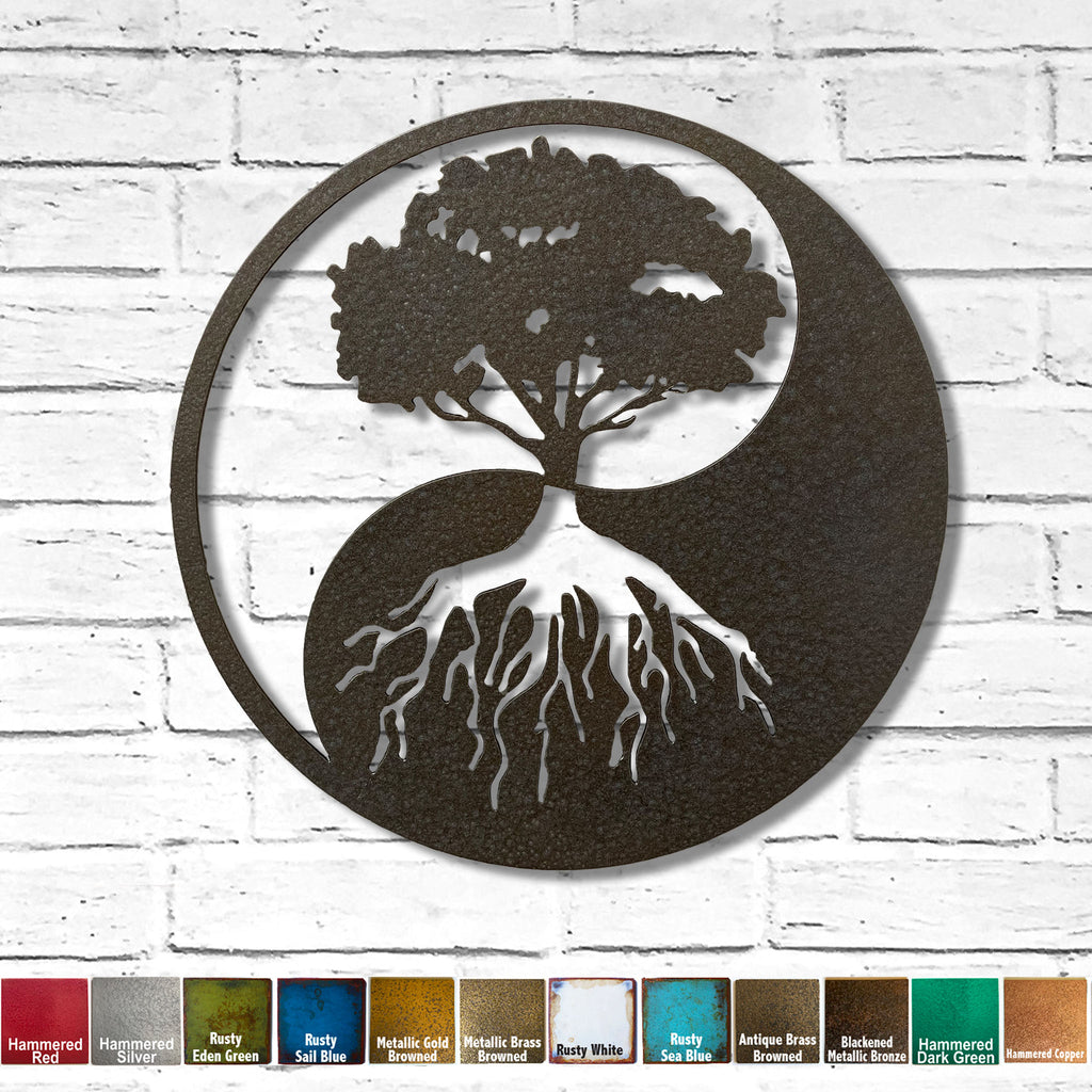 Yin Yang Tree Symbol - Metal Wall Art Home Decor - Handmade in the USA - Choose 12", 17" or 23", Choose your Patina Color - Free Ship