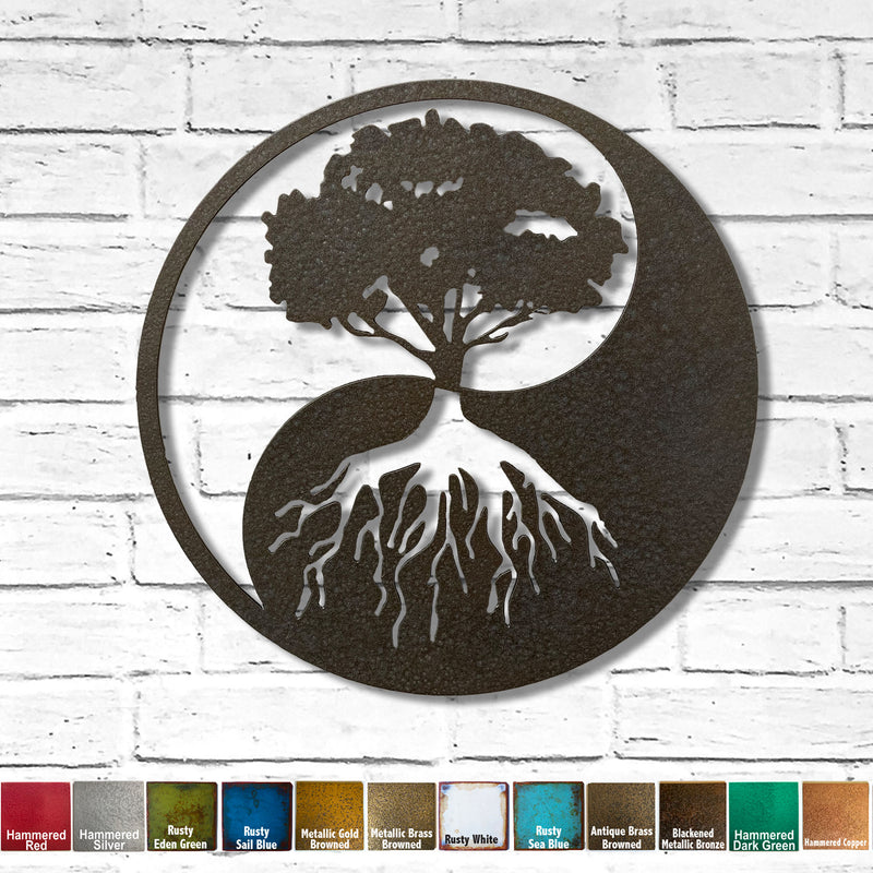 Yin Yang Tree Symbol - Metal Wall Art Home Decor - Handmade in the USA - Choose 12