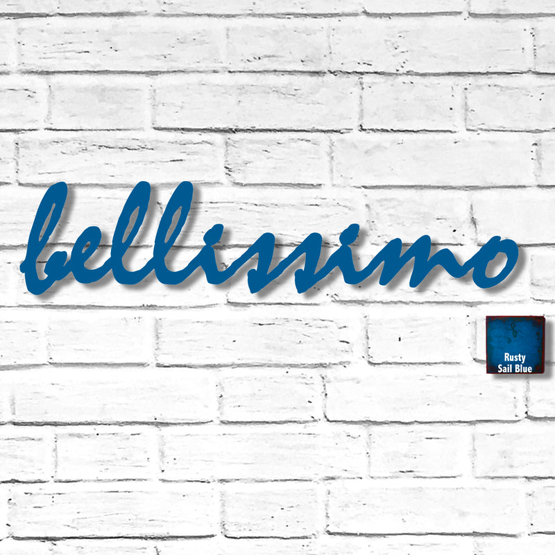 Custom Order - bellissimo - Mistral Font - Finished in Rusty Sail Blue - Measures 30