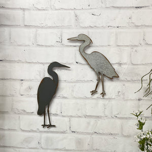 Heron - Metal Wall Art Home Decor - Made in the USA - Choose 12", 17" or 23" tall - Choose your Patina Color - Water Bird Animal Art - Free Ship