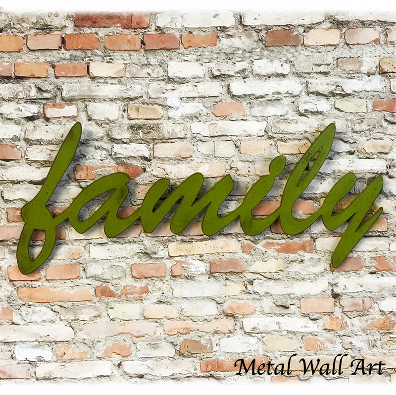 family - Metal Wall Art Home Decor - Handmade in the USA - Choose 13", 17" or 24" Wide - Choose your Patina Color - Free Ship